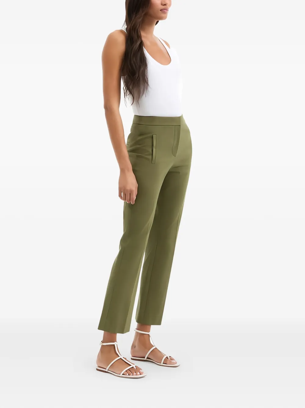 Veronica Beard Arte Pocket Detail Trousers In Green