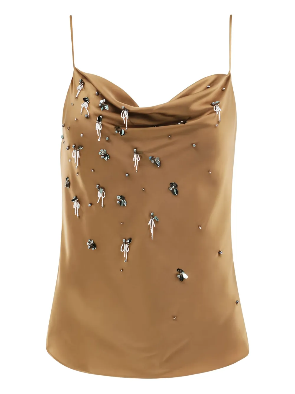 Cinq A Sept cowl-neck bead-embellished top | Brown | Image 1