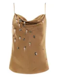 Cinq A Sept cowl-neck bead-embellished top - Brown