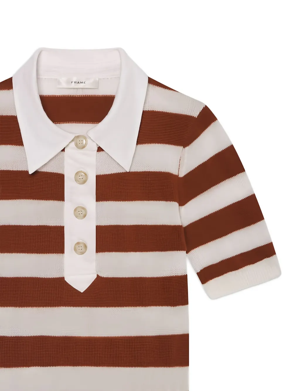 Frame Womens Chestnut Multi The Bold Striped Cashmere And Cotton Polo Shirt Xs In Multi
