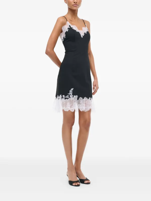 STAUD Nadia lace-trim Mini Dress | Black | FARFETCH TH