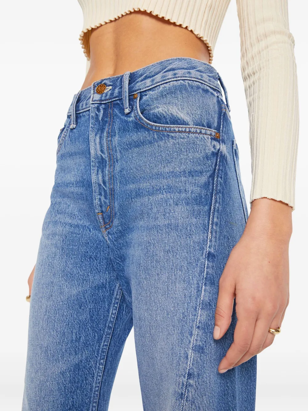 Mother The Lemon Twist Sneak Button-fly Jeans In Blue