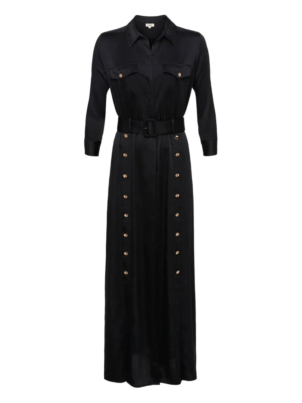 L Agence Uriah Belted Buttoned Shirt Dress In Black