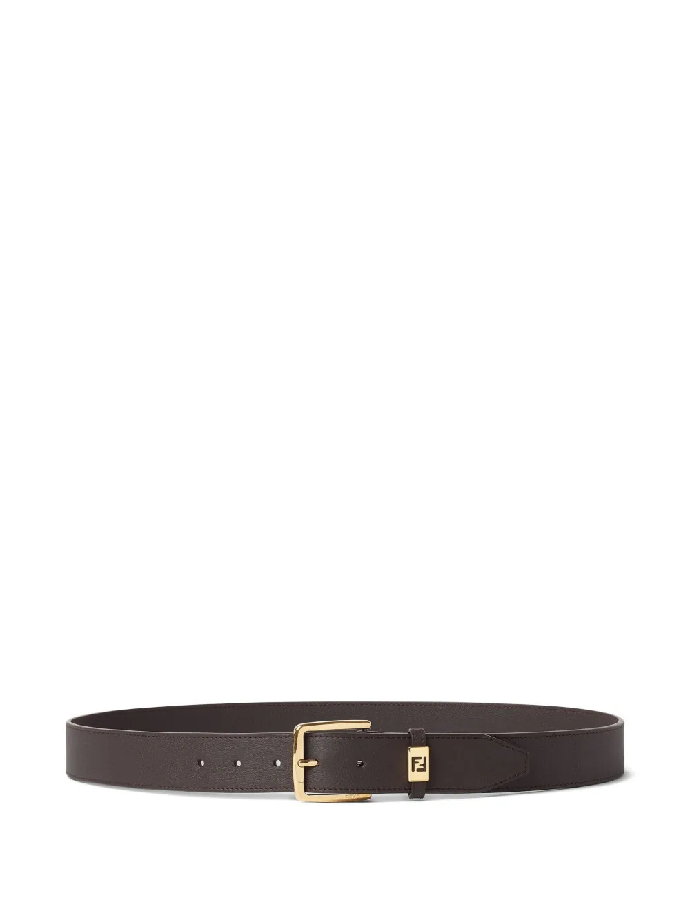 Fendi Adjustable Leather Belt Gold-tone Buckle In Black