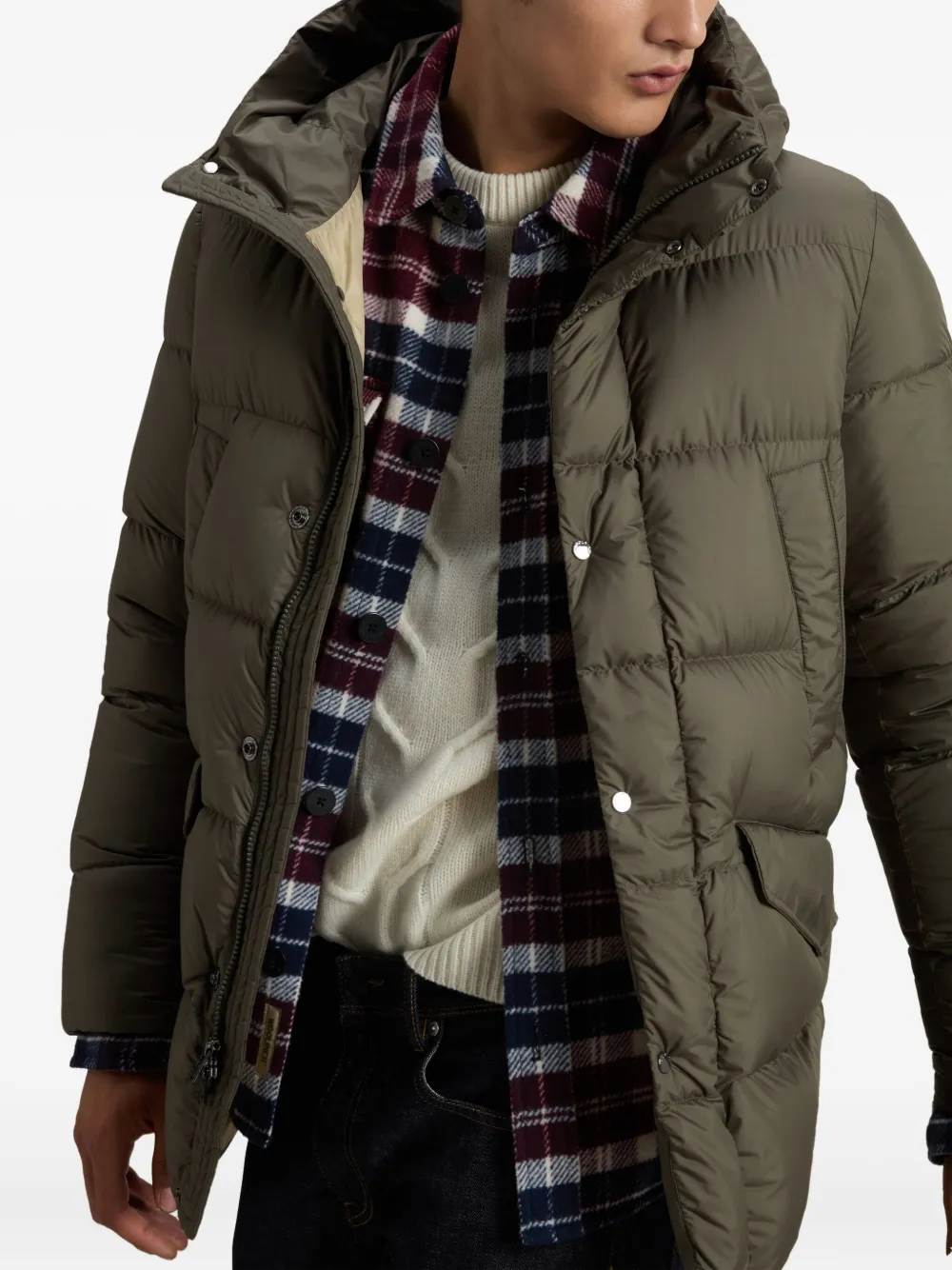 Woolrich Hooded Quilted Parka In Green