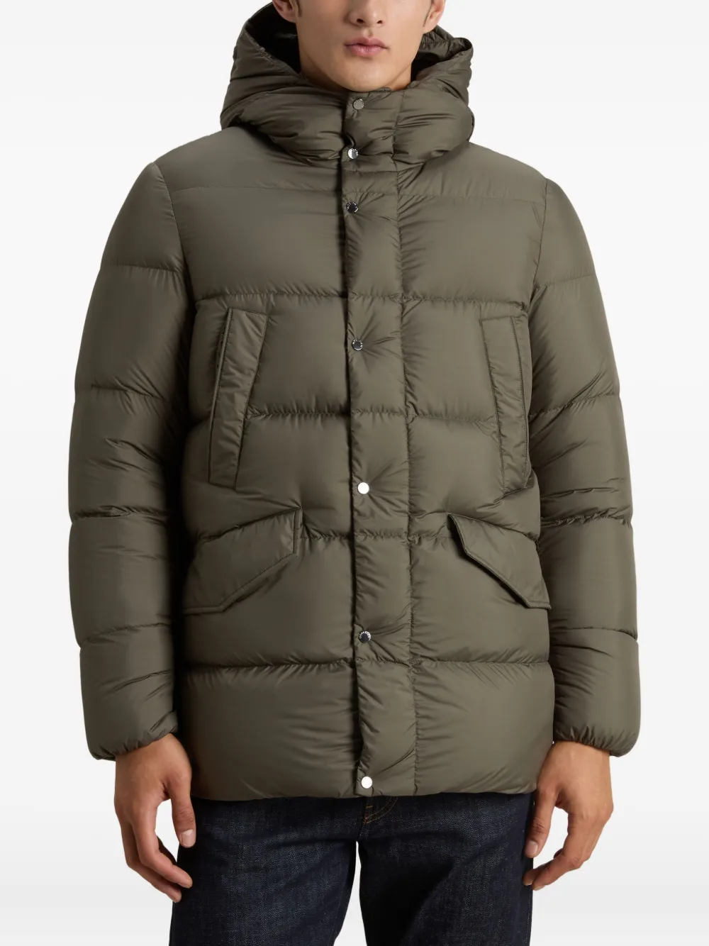 Woolrich Hooded Quilted Parka In Green