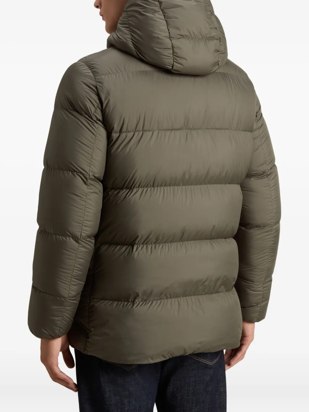 Woolrich Hooded Quilted Parka In Green