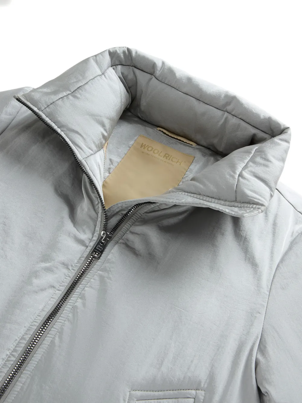 Woolrich Turtleneck Quilted Jacket In Gray
