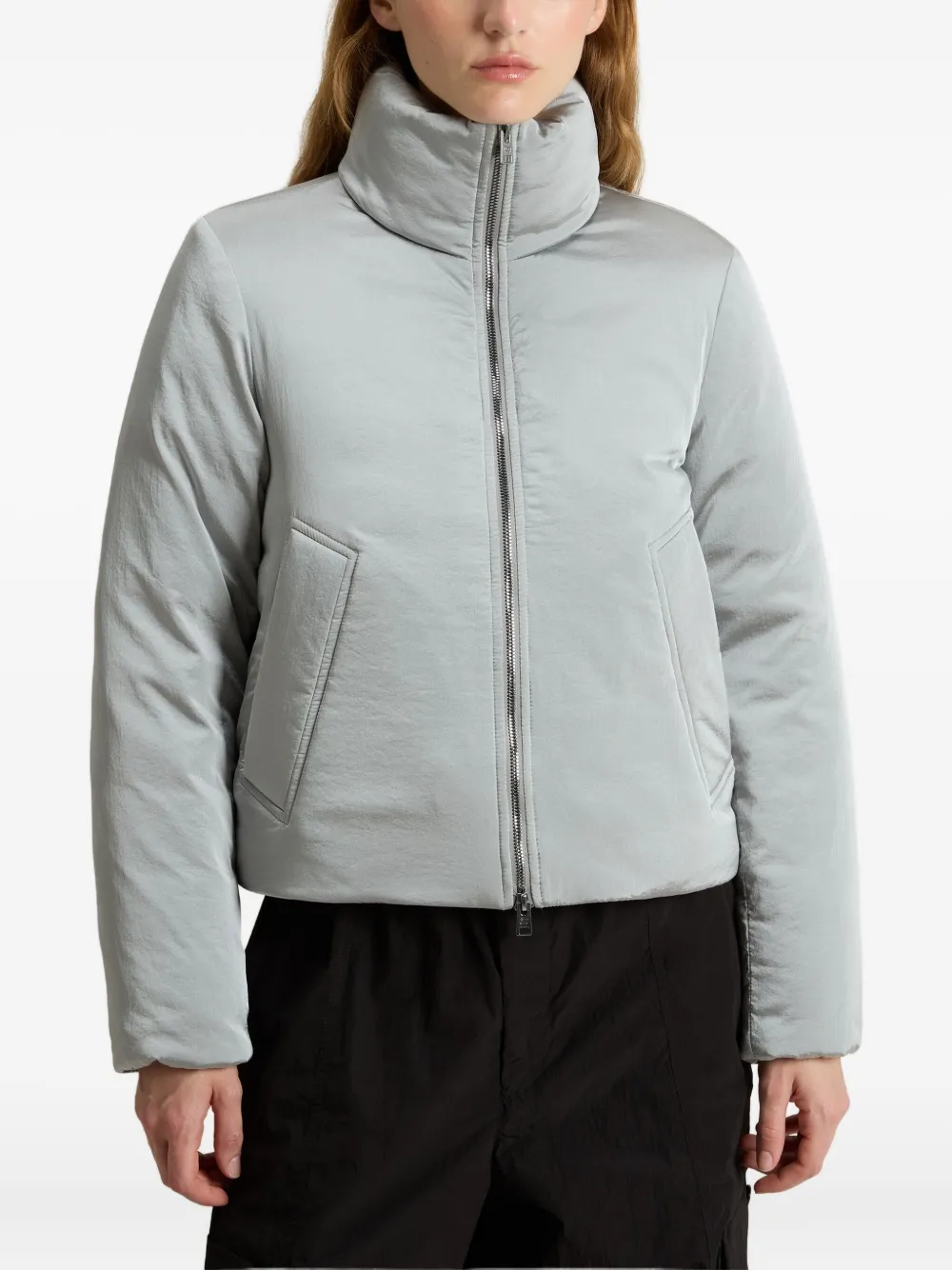 Woolrich Turtleneck Quilted Jacket In Gray