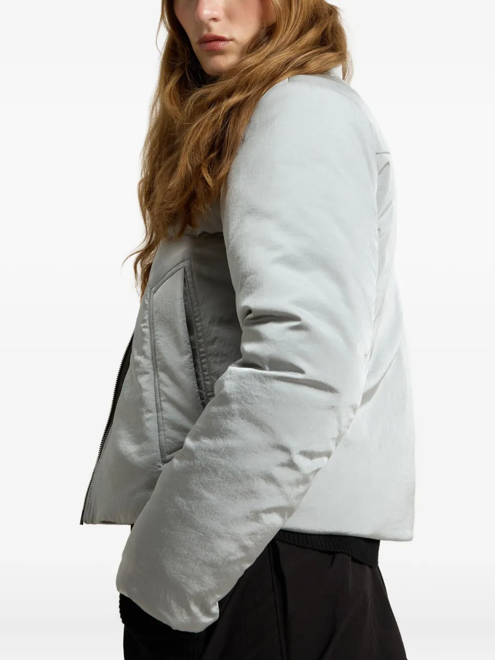 Woolrich Turtleneck Quilted Jacket In Gray