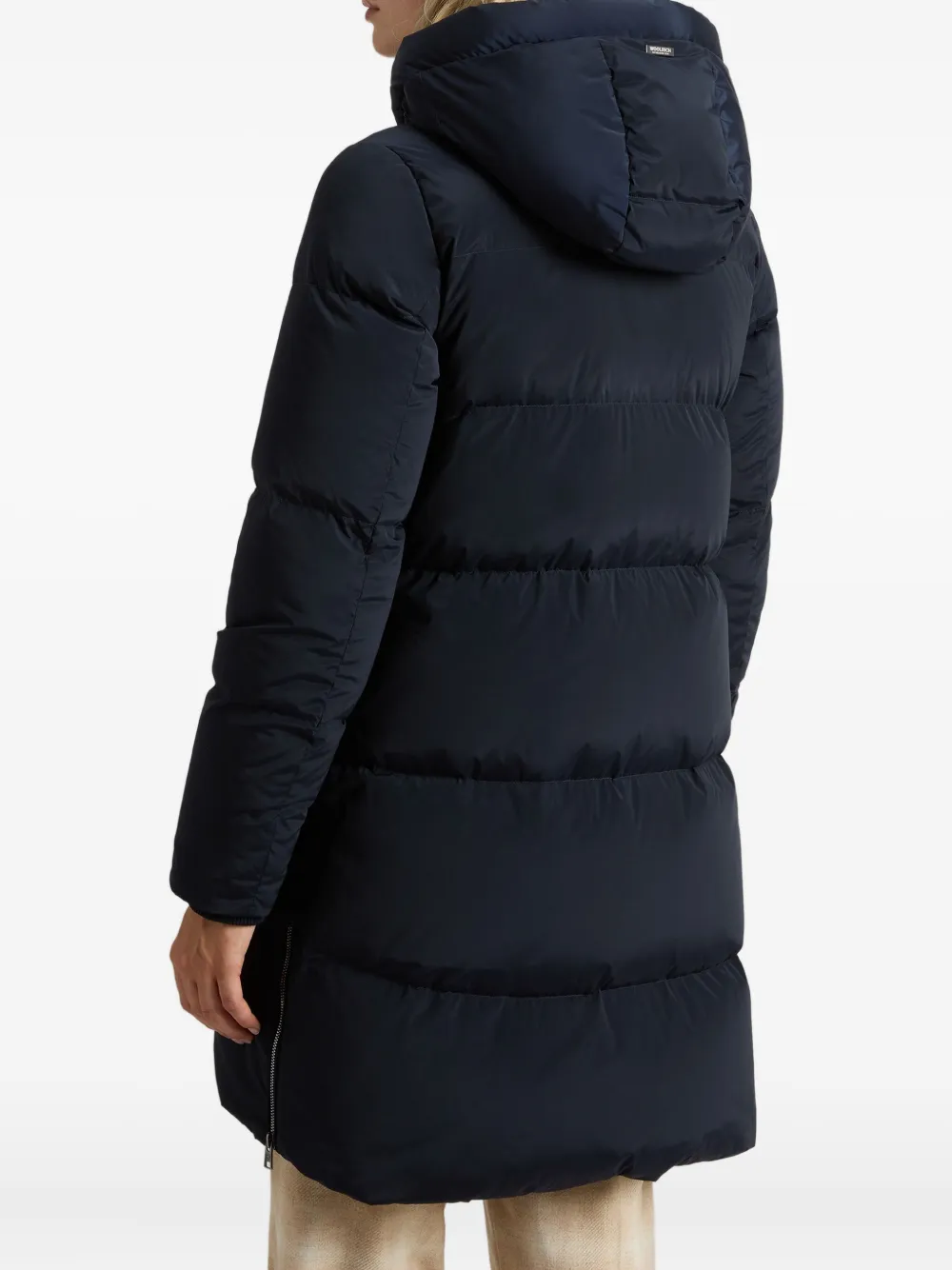 Woolrich Womens Navy Blue Quilted Down Jacket With Hood In Blue
