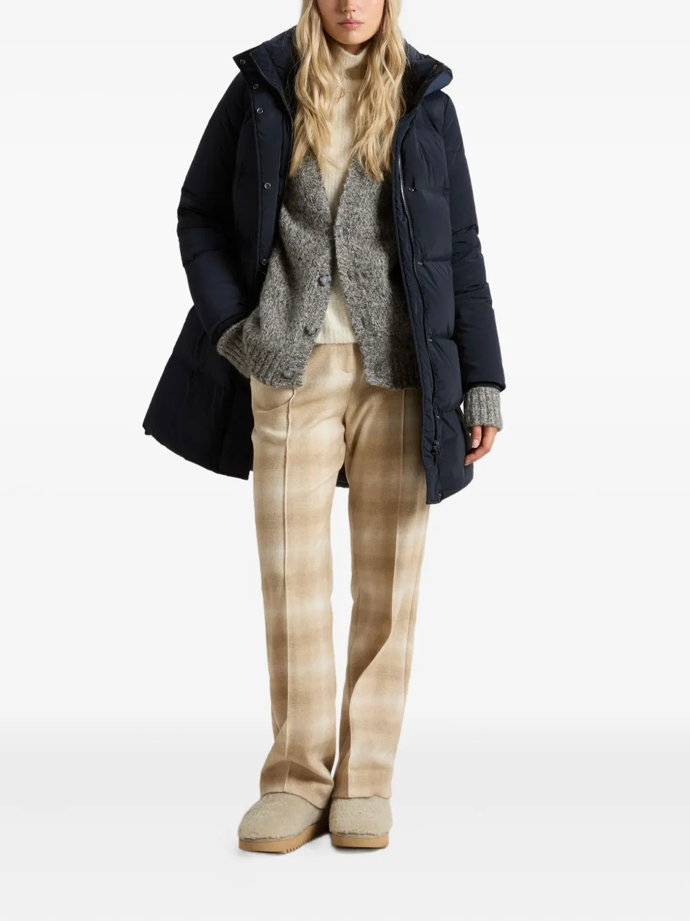 Woolrich Womens Navy Blue Quilted Down Jacket With Hood In Blue