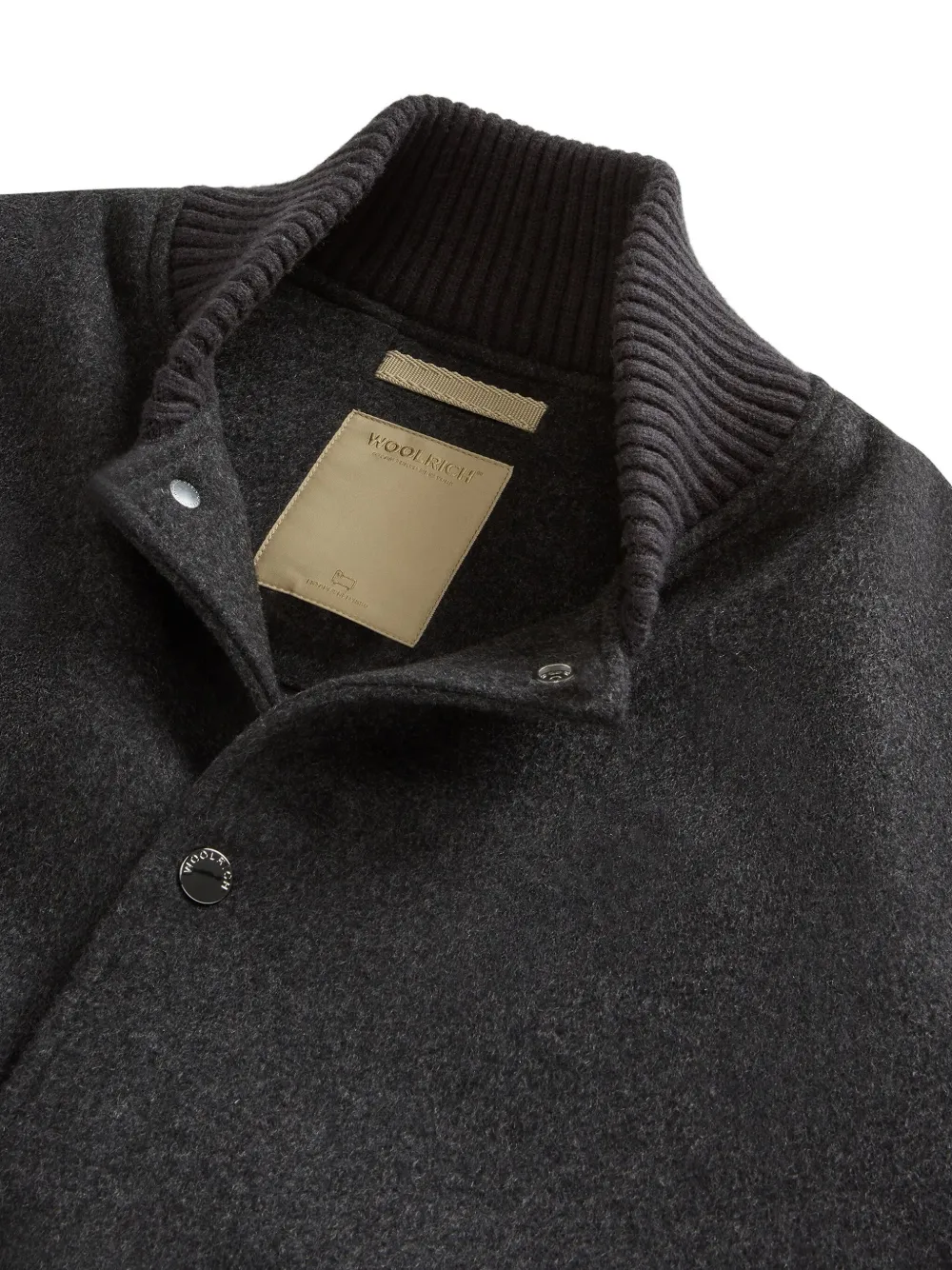 Woolrich Wollen bomberjack met twill zak Grijs