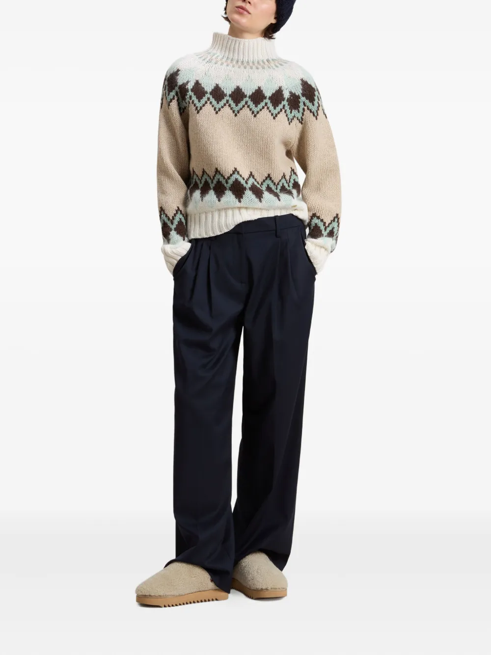Woolrich Fair Isle Pattern Turtleneck Sweater In Neutral