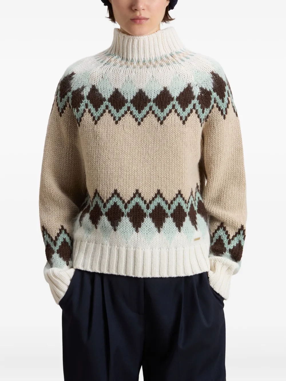 Woolrich Fair Isle Pattern Turtleneck Sweater In Neutral