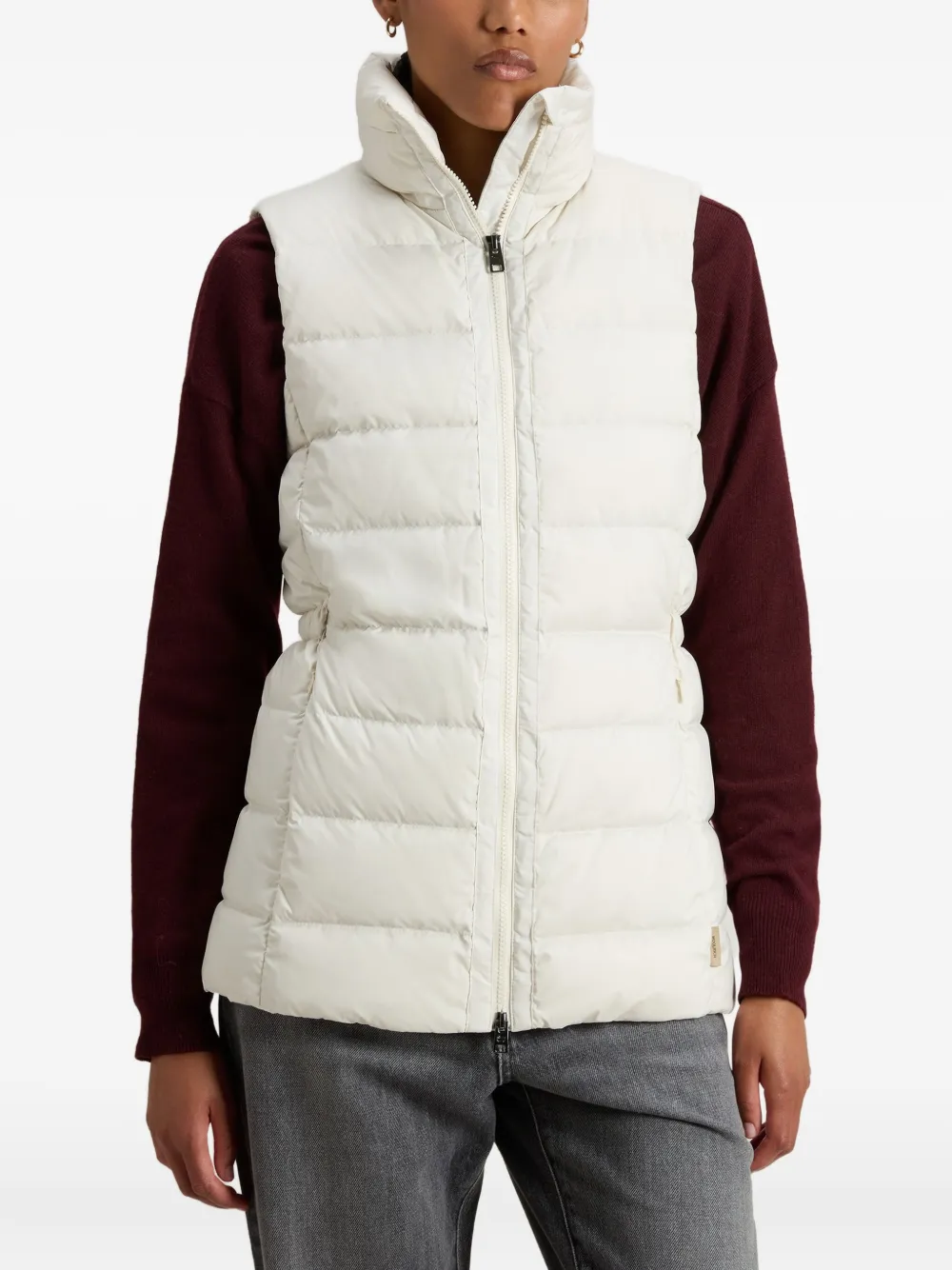 Woolrich Microfiber Padded Vest High Collar In White