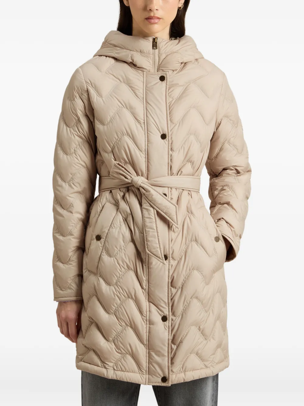 Woolrich Quilted Hooded Parka In Neutral