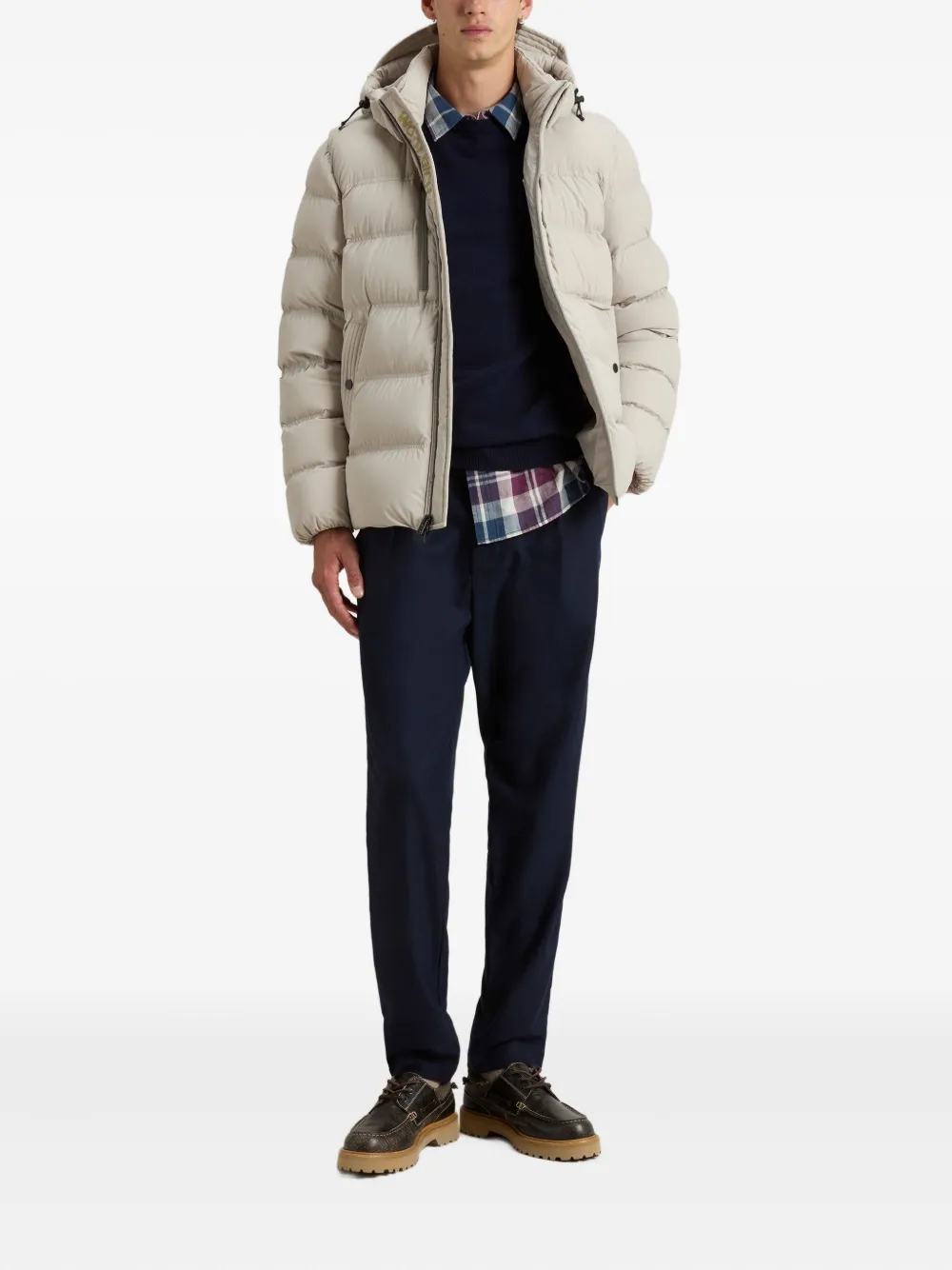 Woolrich Stretch donsjack met capuchon - Grijs