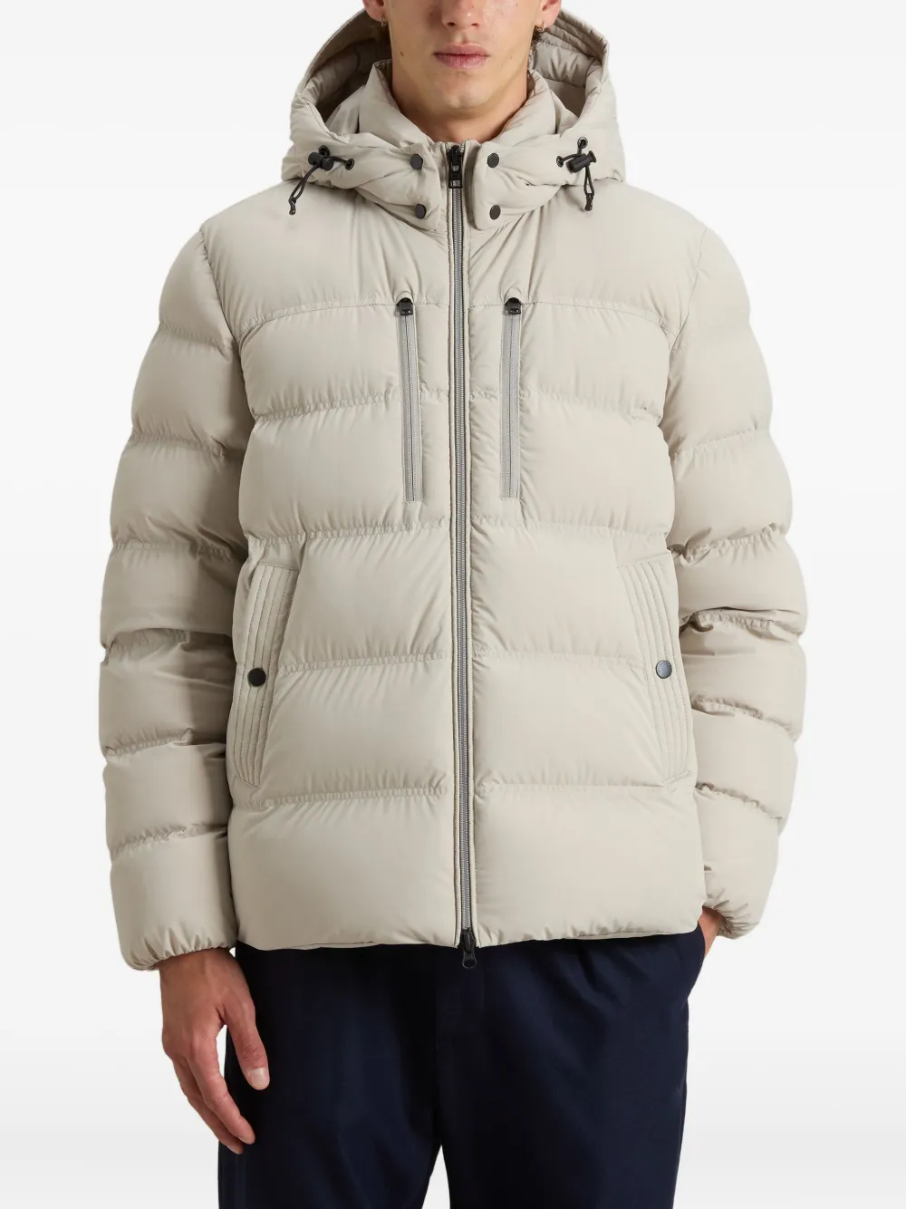 Woolrich Stretch donsjack met capuchon Grijs