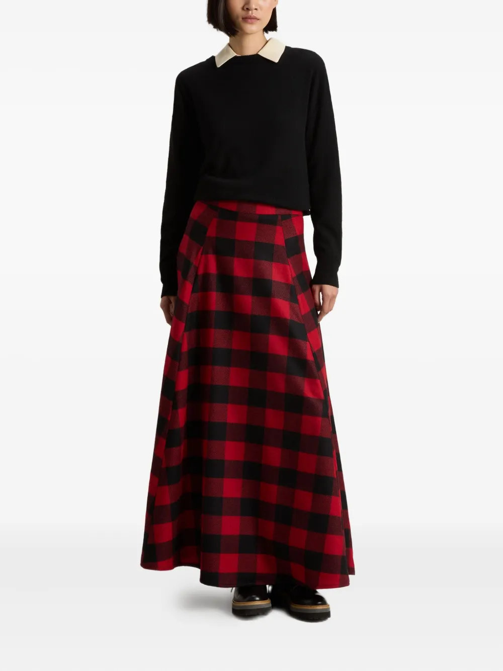 Woolrich Geruite wollen rok - Rood