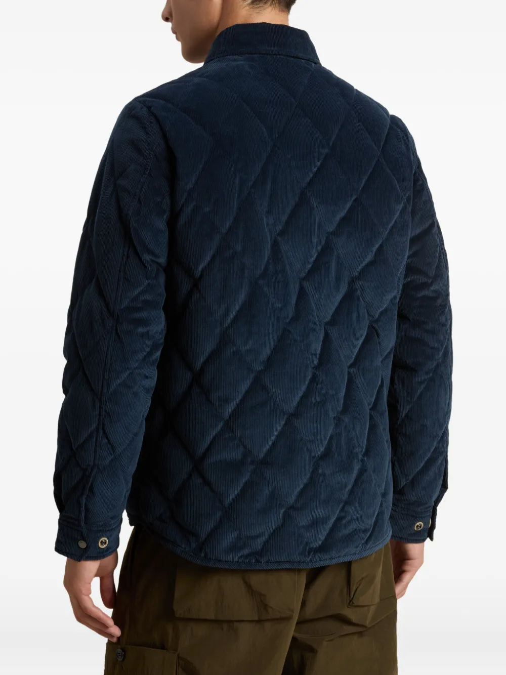 Woolrich Textured Short Jacket Chest Pockets In Blue