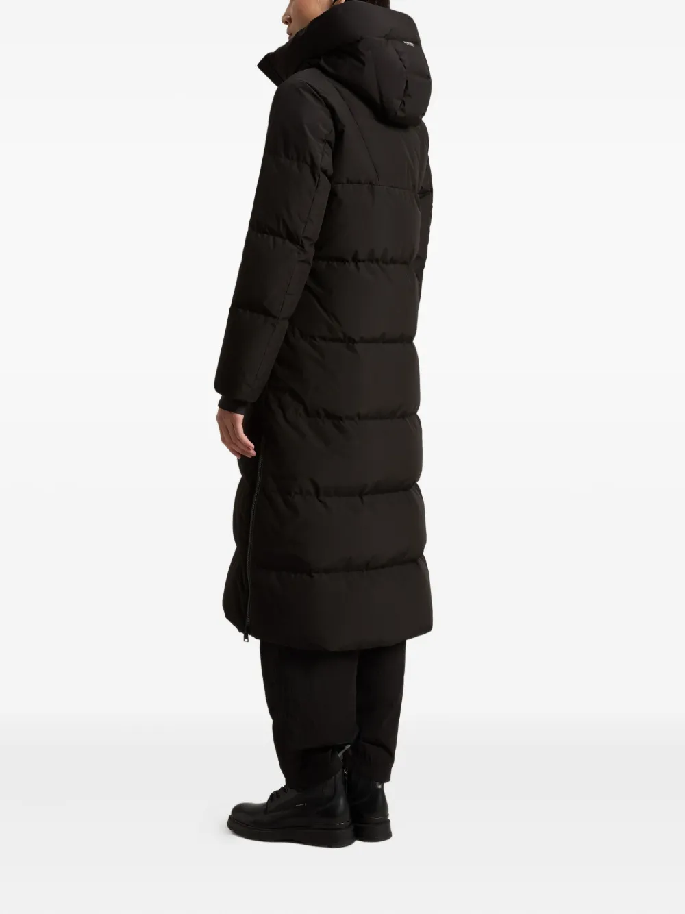 Woolrich Hooded Quilted Coat In Black