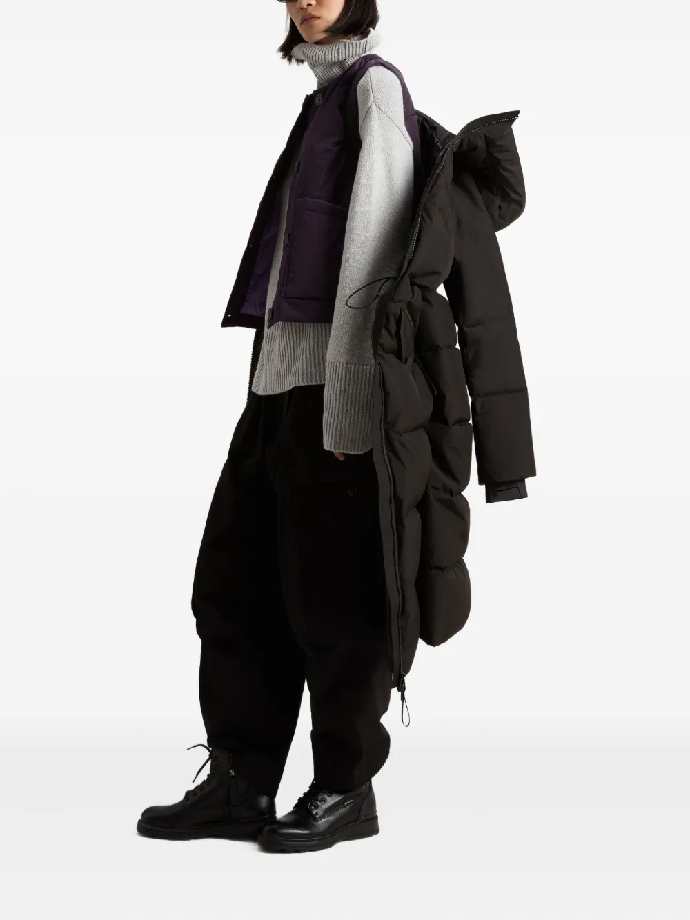 Woolrich Hooded Quilted Coat In Black