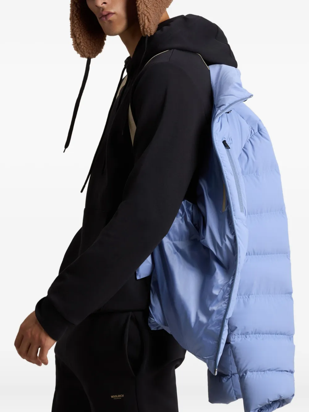 Woolrich stretch hooded puffer jacket Blauw