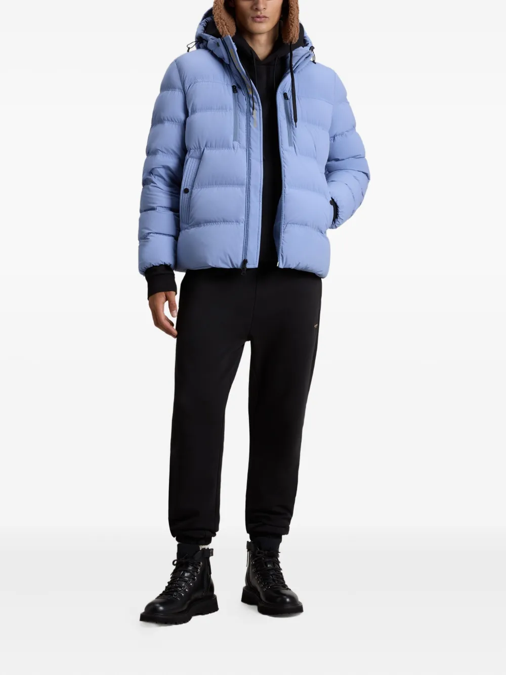 Woolrich stretch hooded puffer jacket Blauw