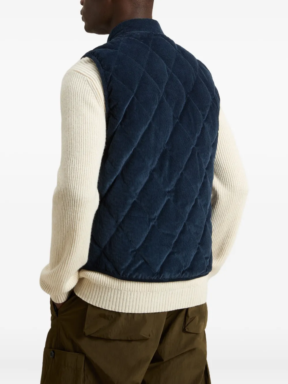 Woolrich Quilted Corduroy Jacket With Stand Collar In Blue