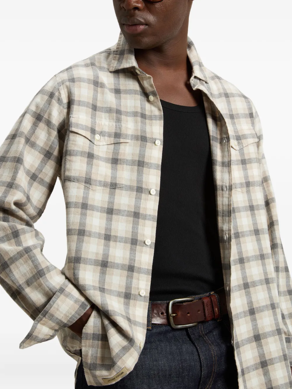 Woolrich Check-pattern Pocket Shirt In Neutral