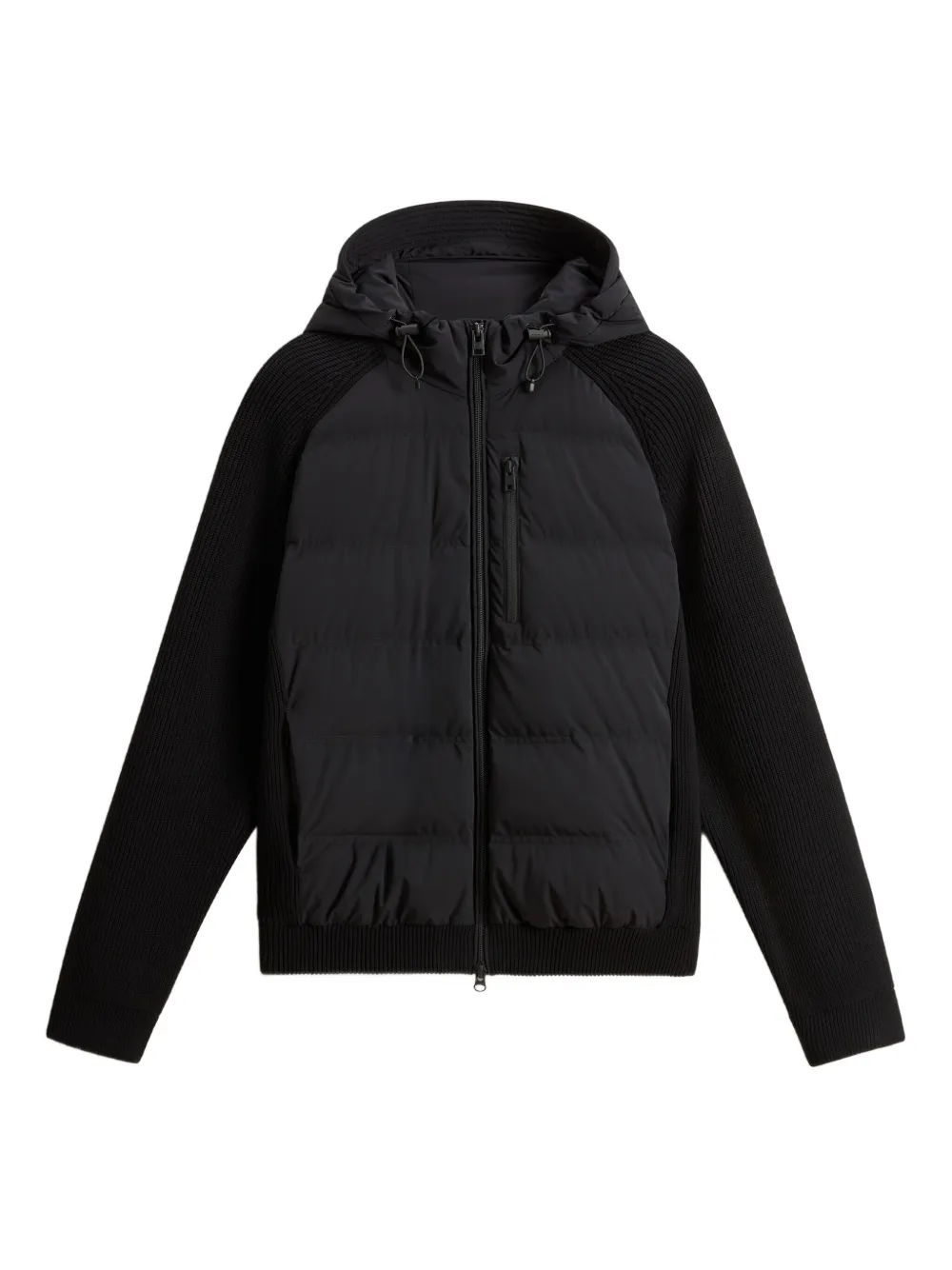Woolrich quilted knitted-panel coat Zwart