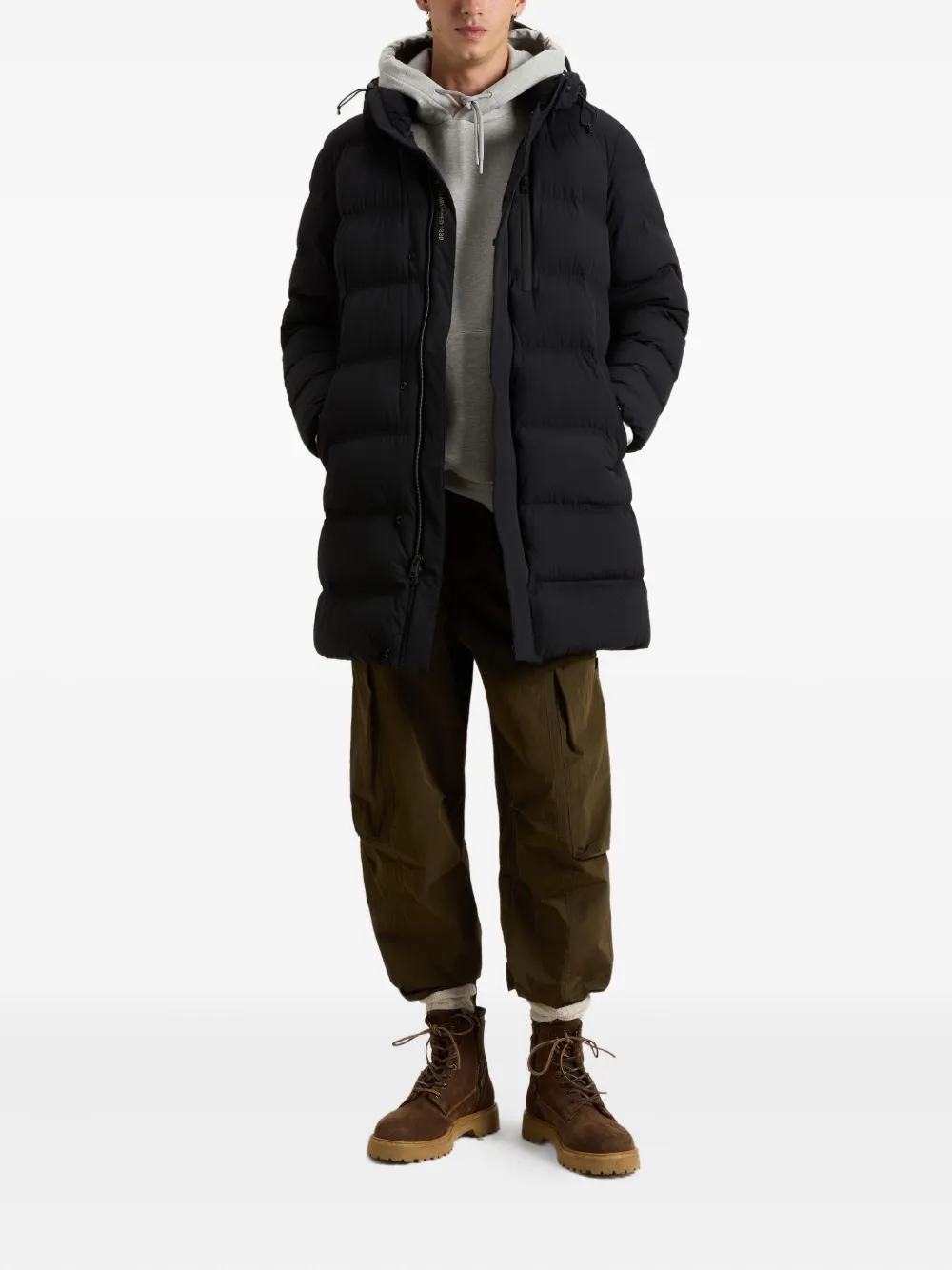 Woolrich Matt stretch hooded puffer coat Blauw