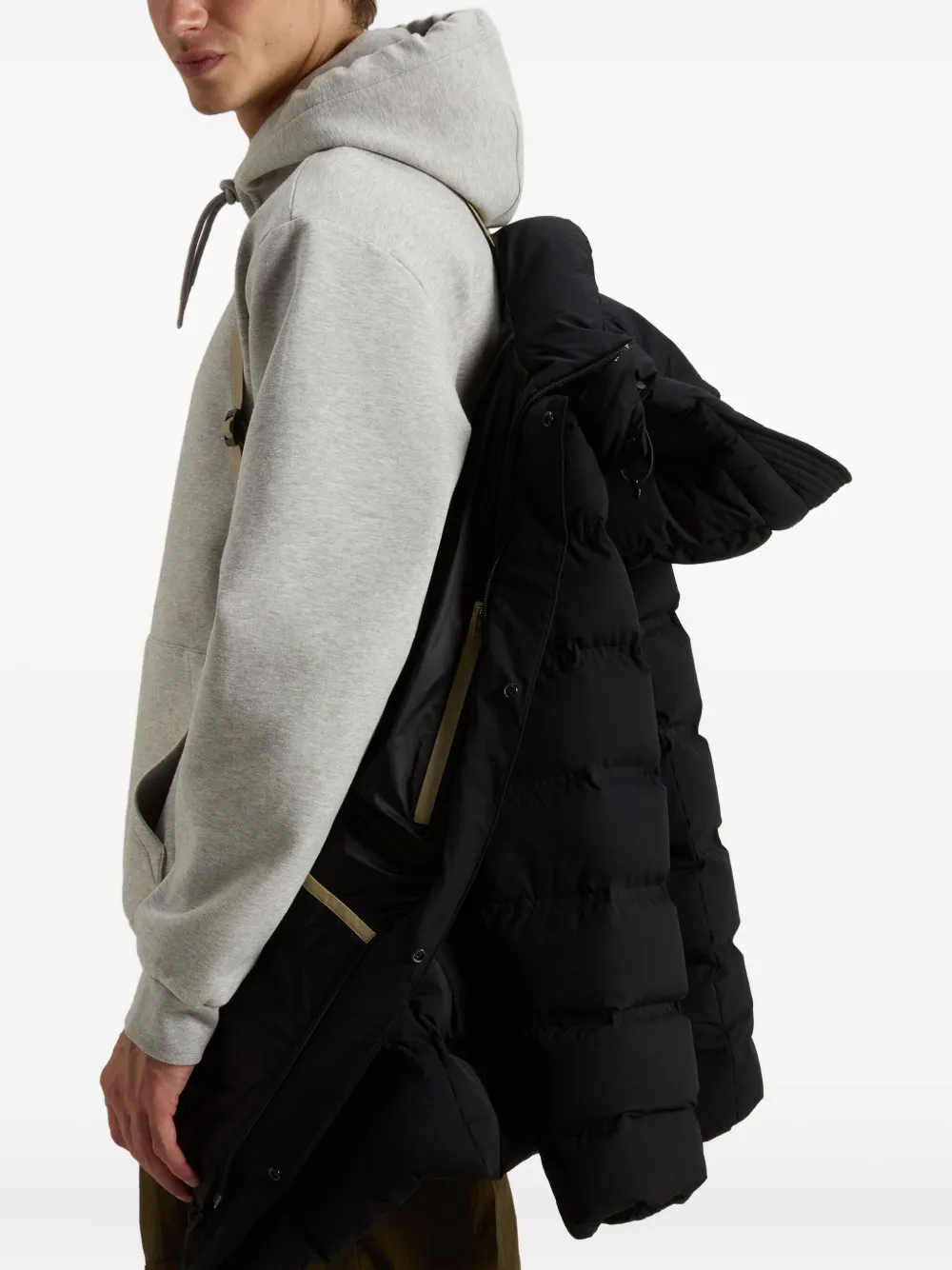 Woolrich Matt stretch hooded puffer coat Blauw
