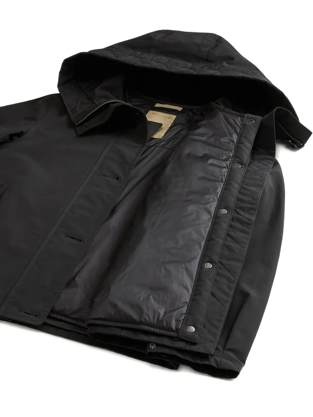 Woolrich Quilted Hooded Jacket In Black
