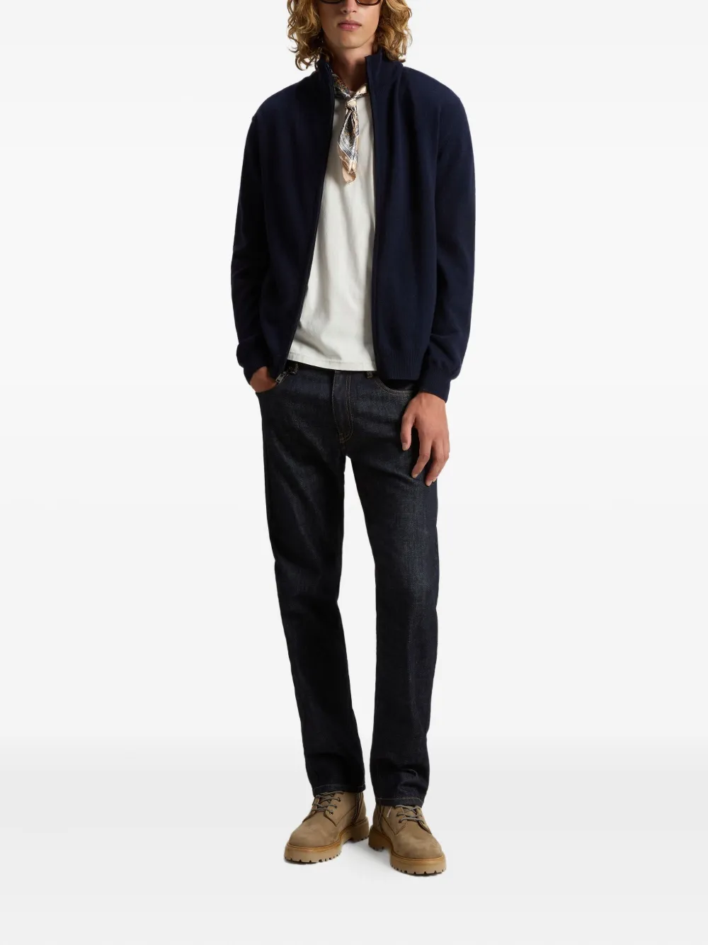 Woolrich Wool Zip-up Cardigan In Blue