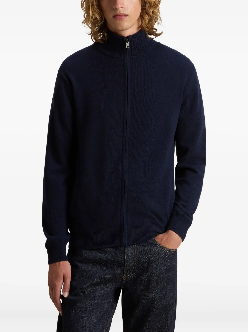 Woolrich Wool Zip-up Cardigan In Blue