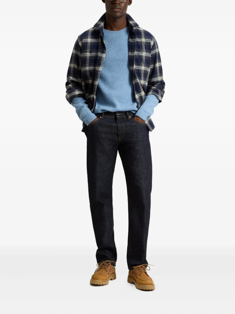 Woolrich Ribgebreide trui met ronde hals - Blauw