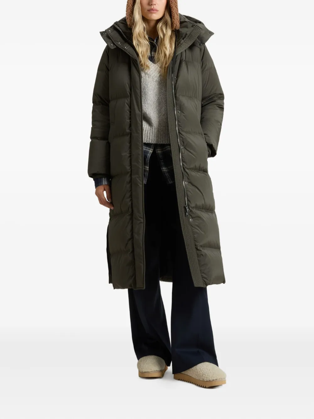 Woolrich Kelly Hooded Long Parka In Green