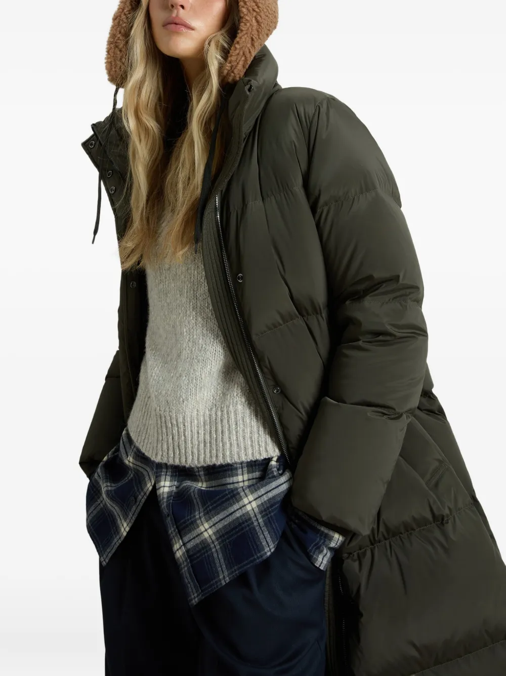 Woolrich Kelly Hooded Long Parka In Green