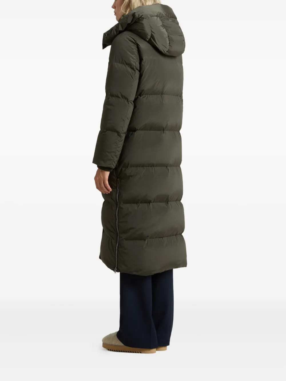 Woolrich Kelly Hooded Long Parka In Green