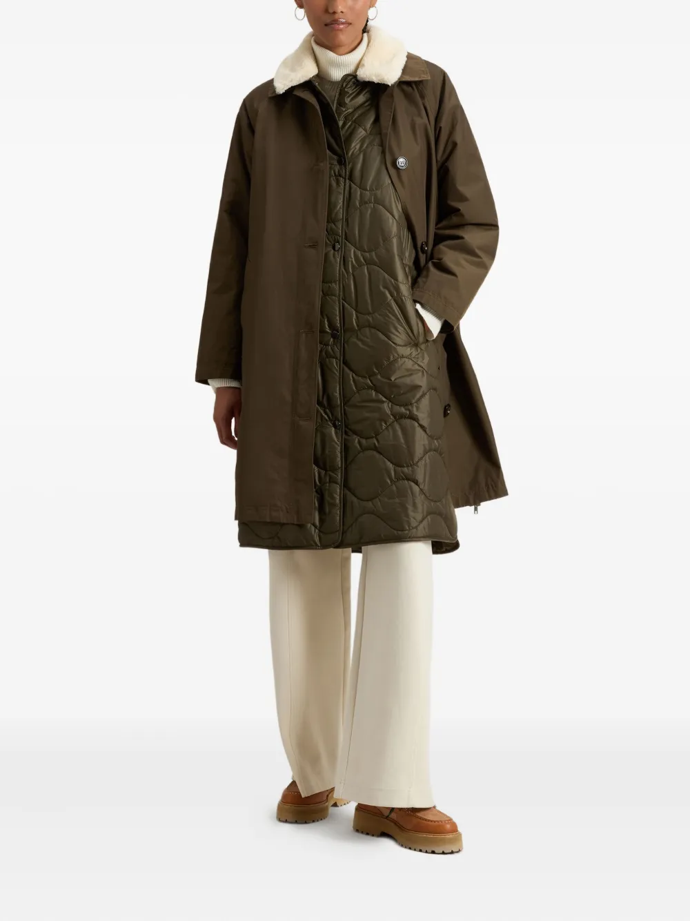Woolrich Gefütterter Mantel Mit Faux Fur In Green