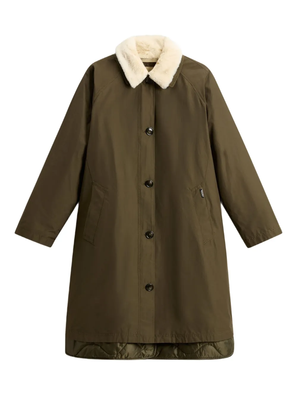 Woolrich Gefütterter Mantel Mit Faux Fur In Green