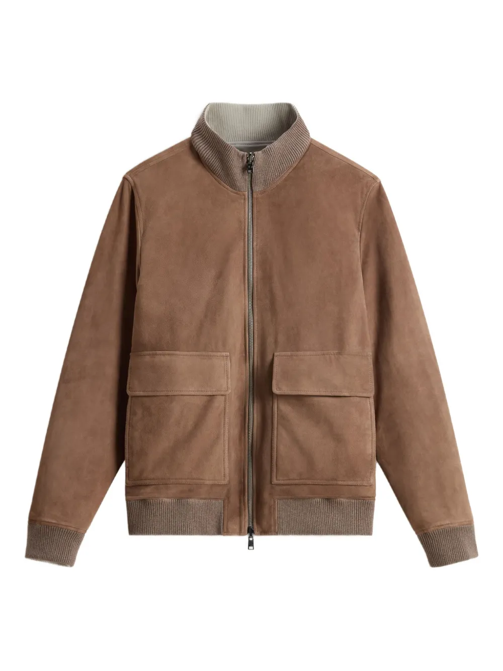 Woolrich ribbed-cuff suede bomber | Brown | Image 1