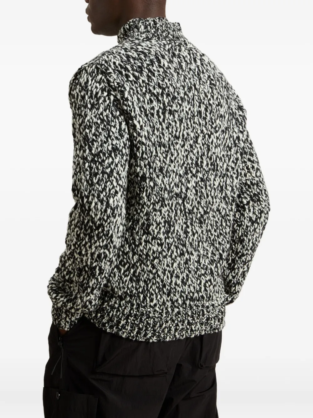 Woolrich High-neck Speckled Wool Sweater In Black