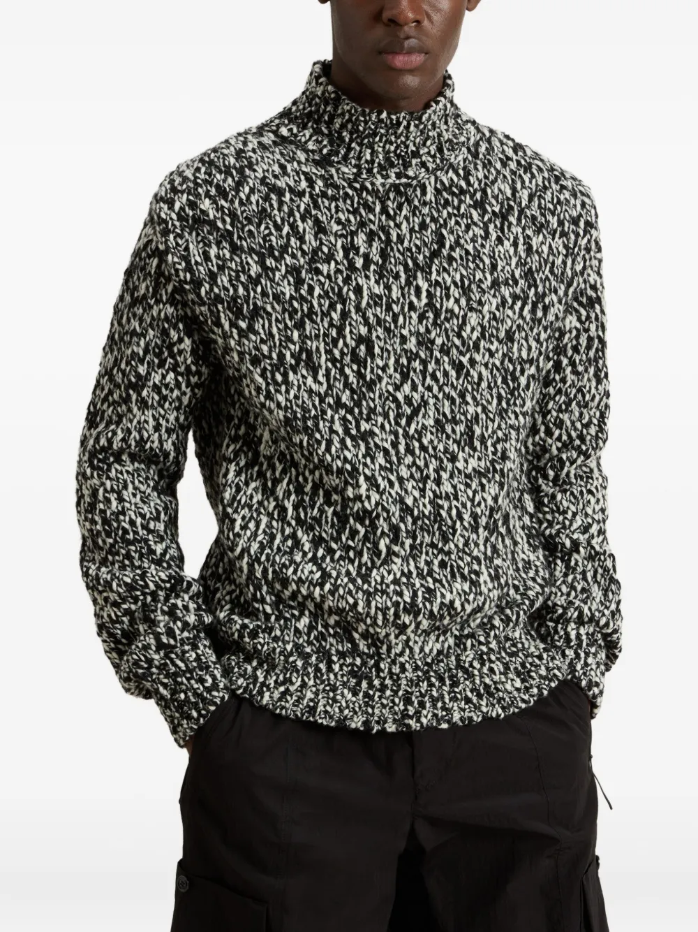 Woolrich high-neck speckled wool sweater | Black | Image 1