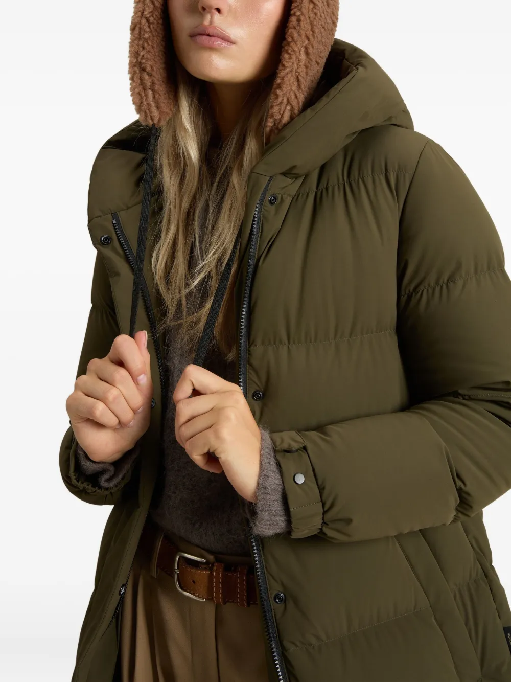 Woolrich Gewatteerde jas met capuchon met ritssluiting Groen
