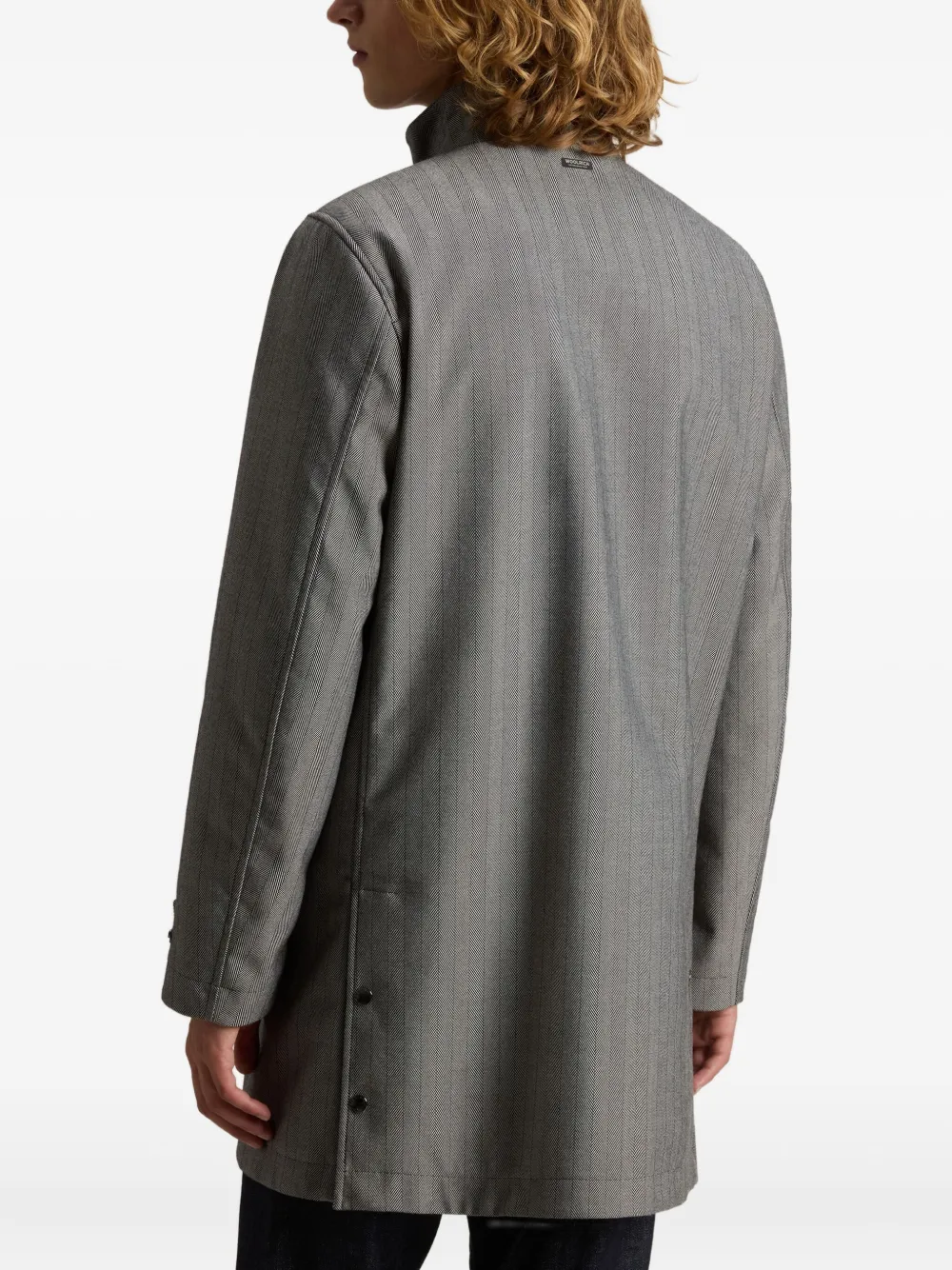 Woolrich Herringbone-pattern Coat In Gray