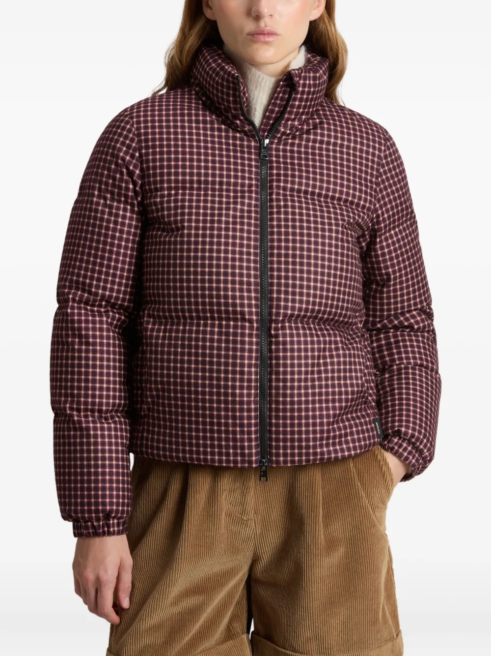 Woolrich Geruit jack met rits Rood