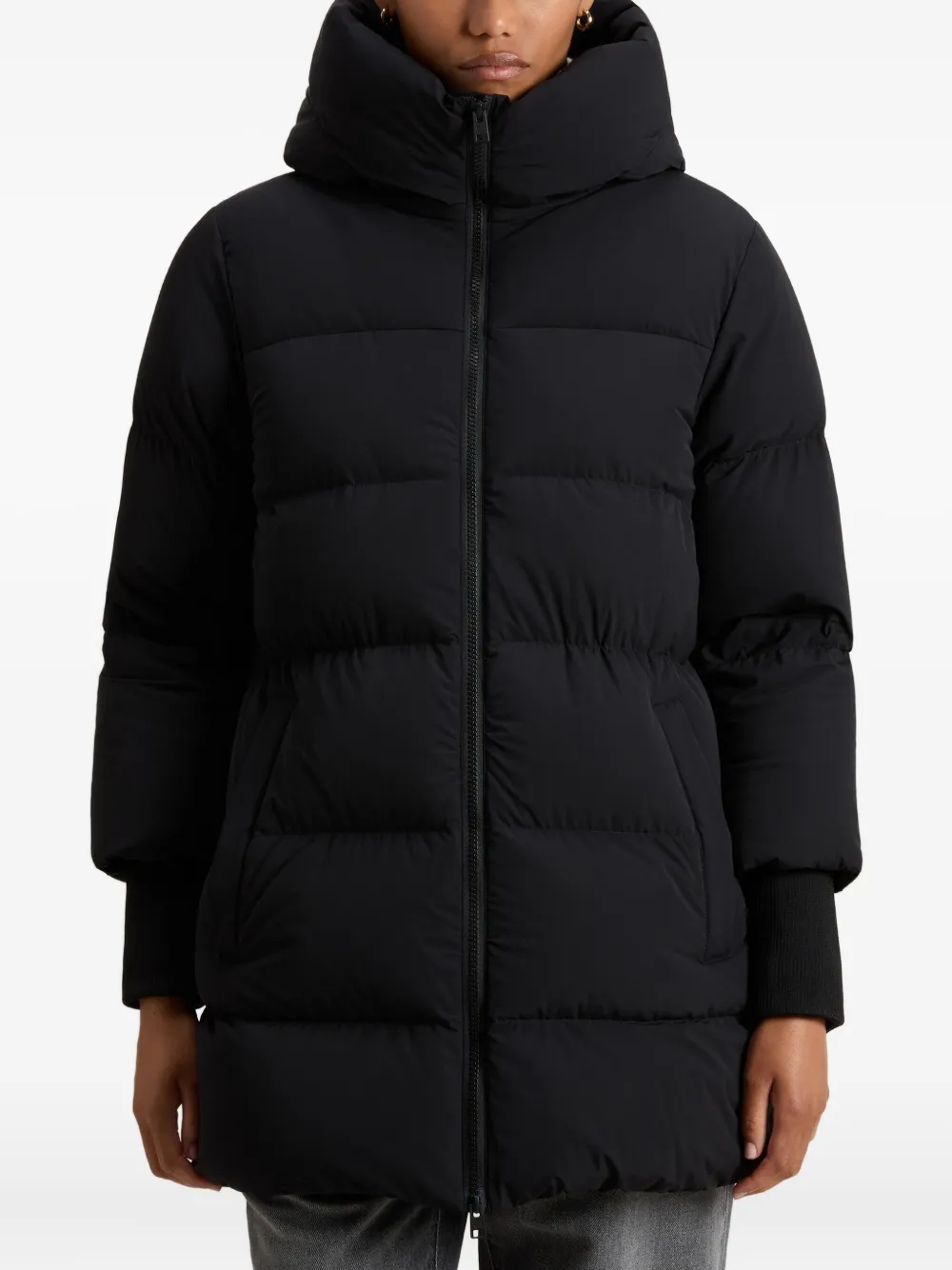 Woolrich Madison Hooded Oversized Coat In Black